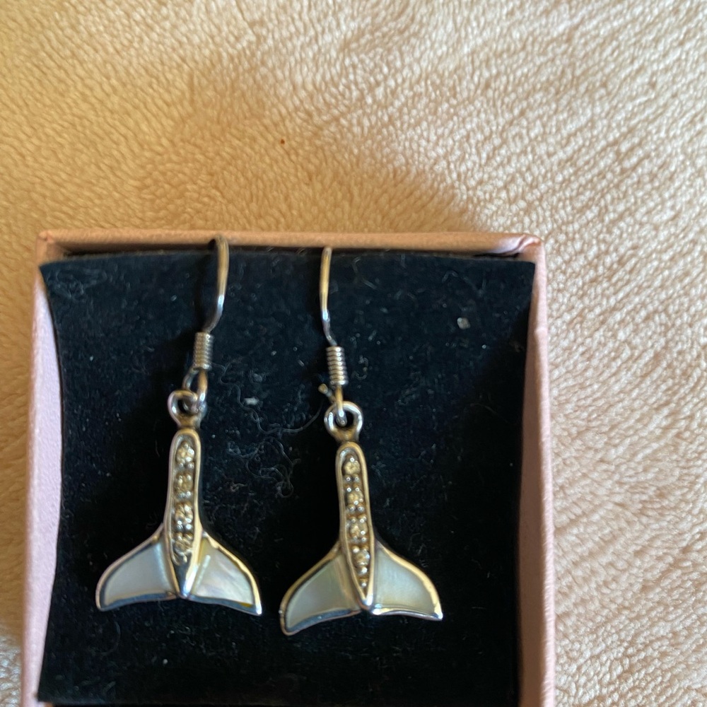 Elegant Sterling Silver Whale Tail Earrings